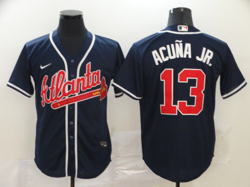 Men Atlanta Braves #13 Acuna jr Blue Nike Game MLB Jerseys->kansas city royals->MLB Jersey